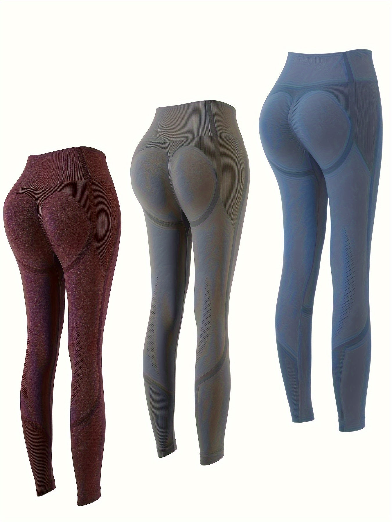 3Pcs High Waist Yoga Pants Butt Lifting Seamless High Stretch Slimming Yoga Legg