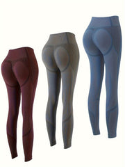 3Pcs High Waist Yoga Pants Butt Lifting Seamless High Stretch Slimming Yoga Legg