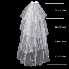 Bowknot Wedding Veil With Faux Pearl Ornament
