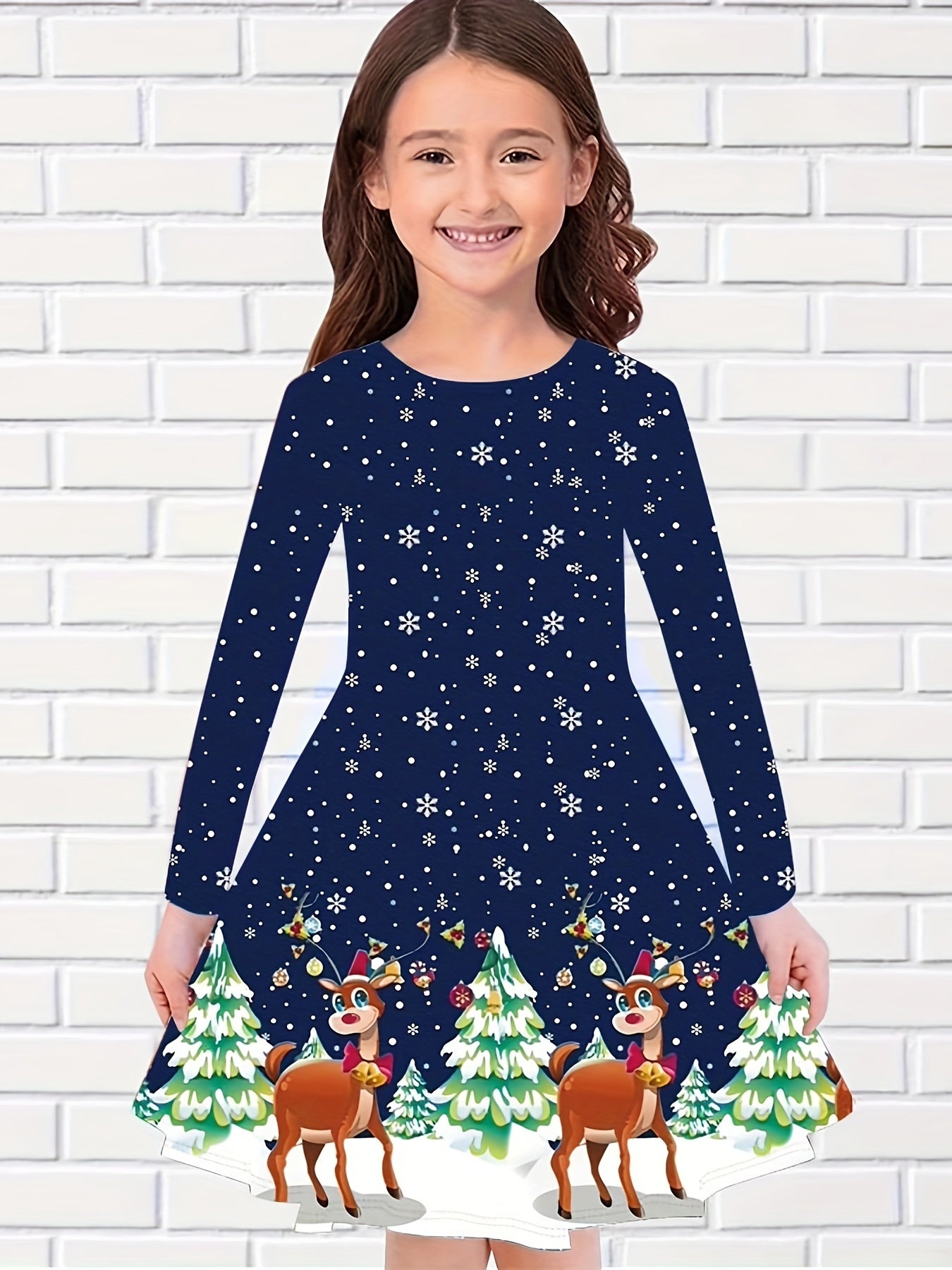 Girls' Magical Forest Long Sleeve Dress for Fall