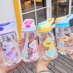 480ml Cleanable Water Bottle With Silicone Straw Leakproof Water Cup