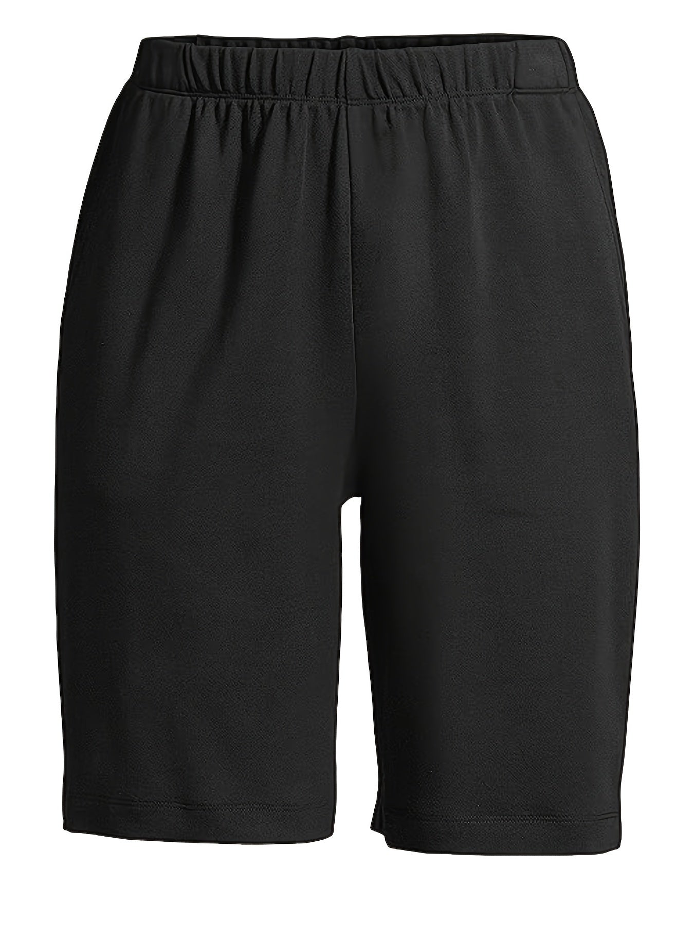 Sporty Shorts Women's Plus Solid Elastic High Rise Slim Fit