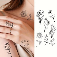 Waterproof Temporary Tattoo Stickers Floral Butterfly Heart Feather & Star