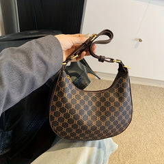 Retro Crescent Shoulder Bag Zip Closure Versatile & Casual