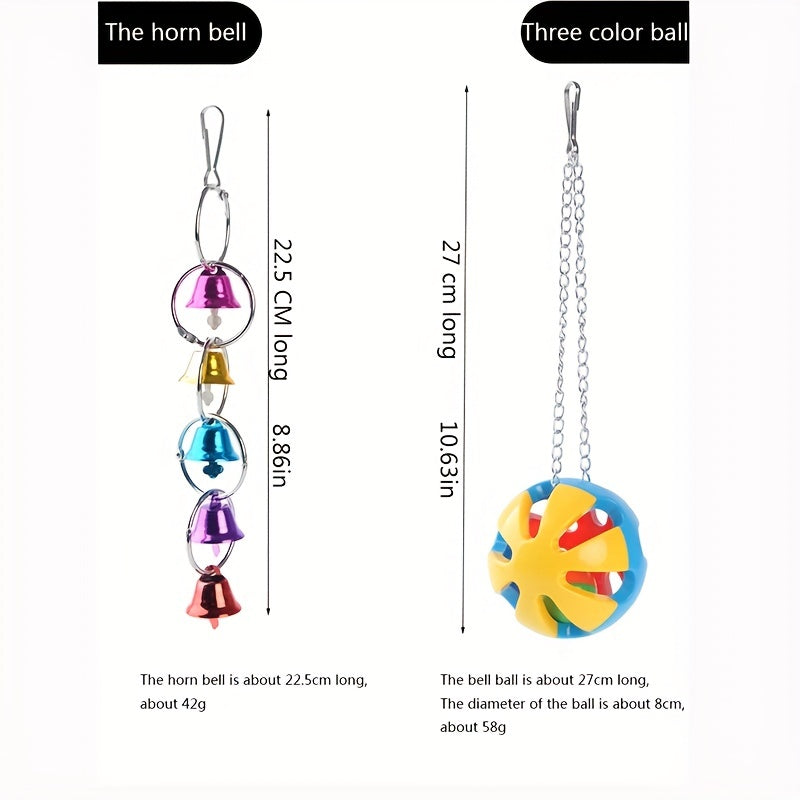 10pcs Colorful Hanging Parrot Toys for Cage - Entertainment and Exercise for Bir