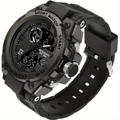 Men's Outdoor Waterproof Dual Display LED Alarm Watch