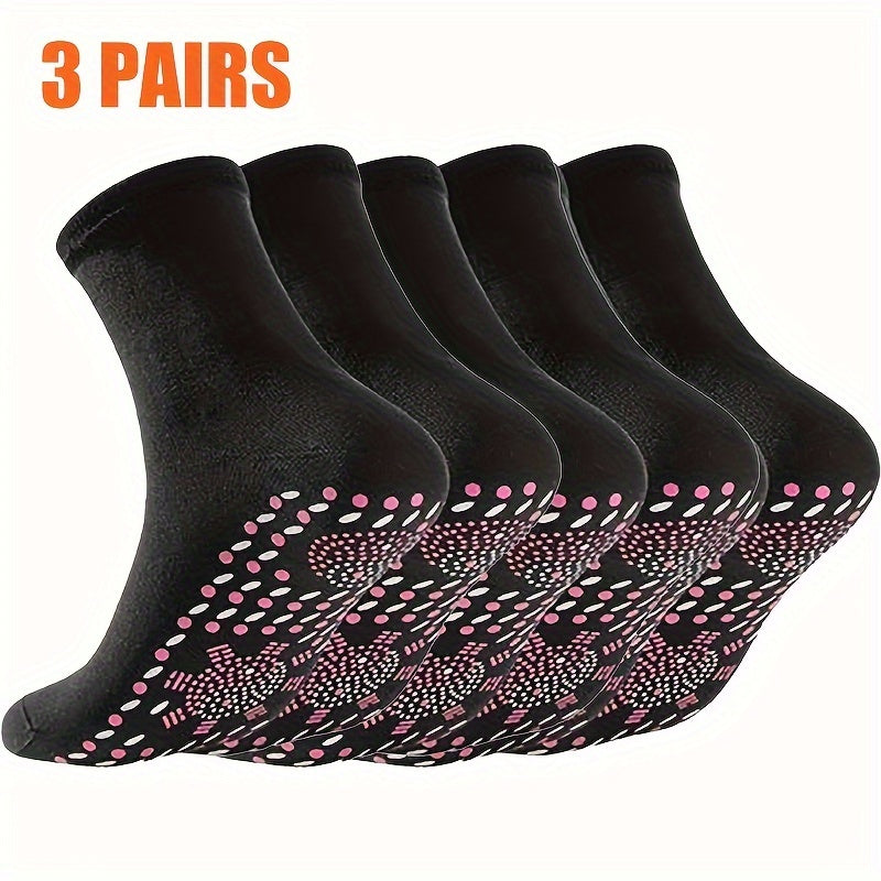 3 Pairs Washable Thermal Socks Massage Footbed Anti-odor One Size 35