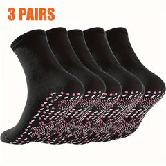 3 Pairs Washable Thermal Socks Massage Footbed Anti-odor One Size 35