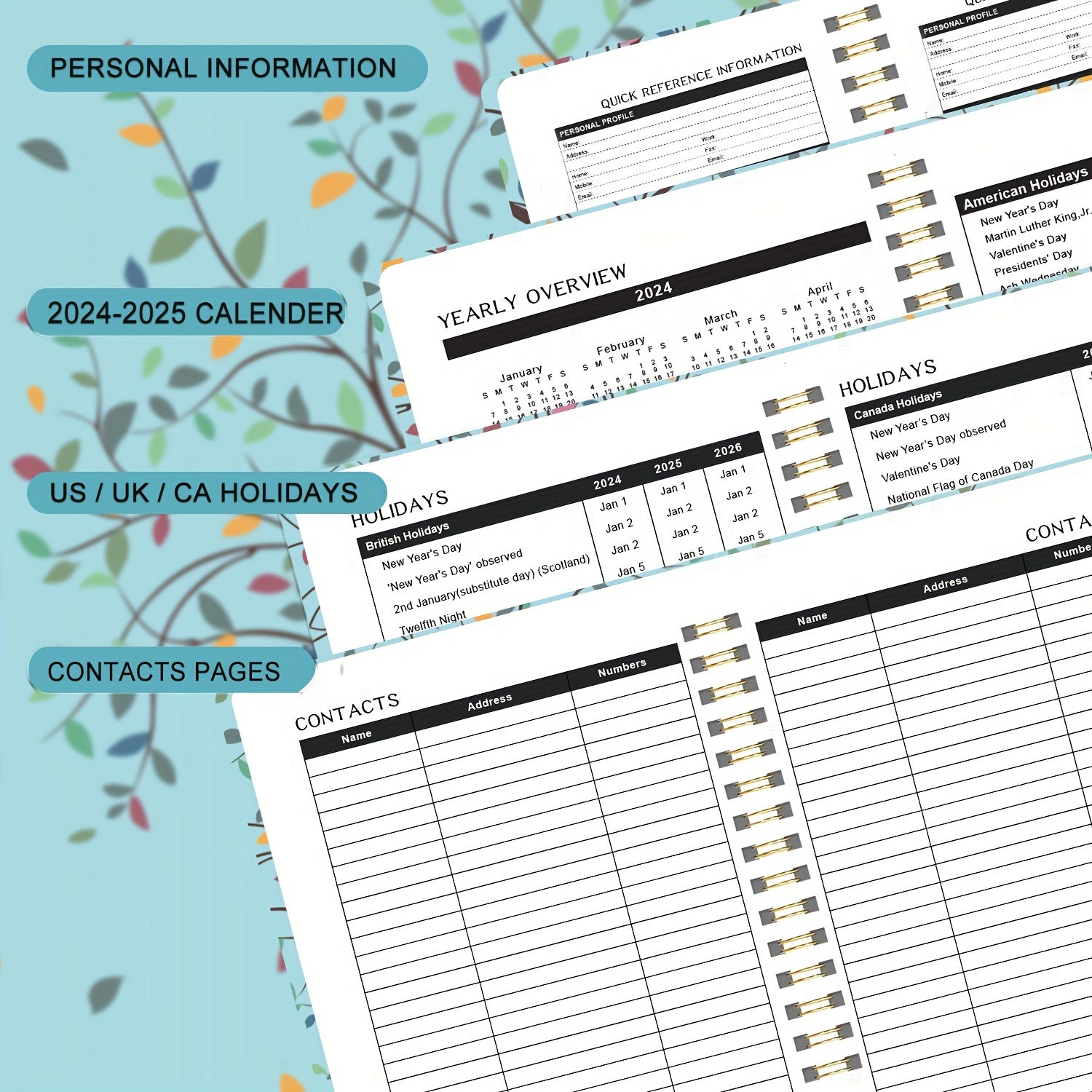 1pc Planner Weekly And Monthly Planner Yearly Spiral Bound Hardcover