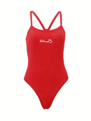 Letter Embroidery Cami Bodysuit