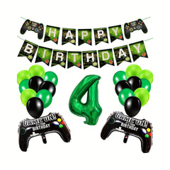 15 Yrs Old Gamepad Theme Bday Party Set Game Fan Decor Number Balloon Pull Flag