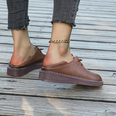 Women's Leather Skate Shoes Slip On Loafers Sport Sneakers