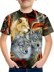 Kids Team Wolves 3D Print T shirt Boys Girls Street Wear