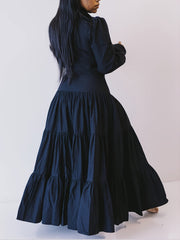 Women's Solid Long Sleeve Maxi Dress