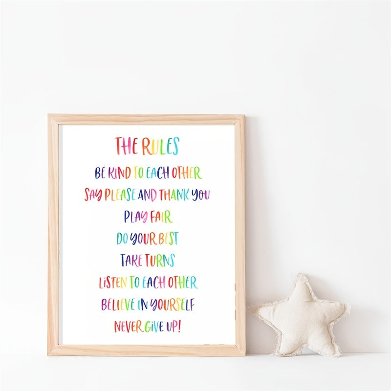 Rainbow Classroom Rules Poster - Playroom Decor