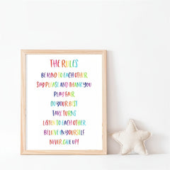 Rainbow Classroom Rules Poster - Playroom Decor