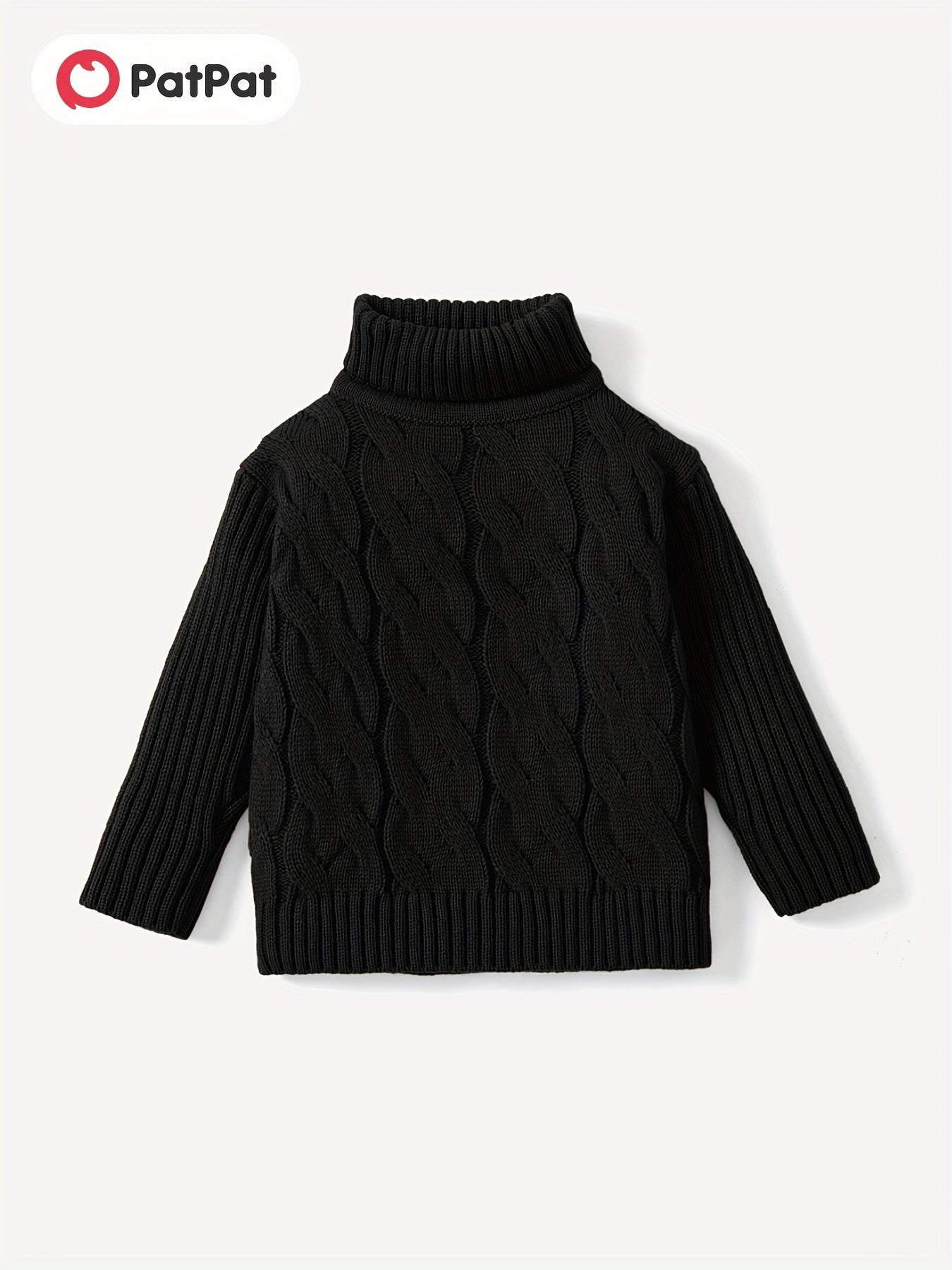 Boys Twisted Sweater Turtleneck Long Sleeve Stretch Warm Knit Pullover
