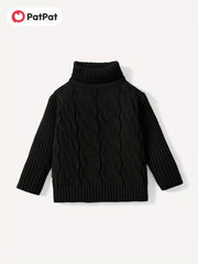 Boys Twisted Sweater Turtleneck Long Sleeve Stretch Warm Knit Pullover