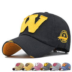 Vintage Applique Embroidery Baseball Cap Washed Hat Embroidered Alphabet