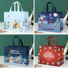8pcs Christmas Gift Bags w/ Handles, Reusable Tote Bags, Non Woven M