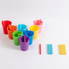 Color Matching Cups and Wooden Sticks for Preschoolers