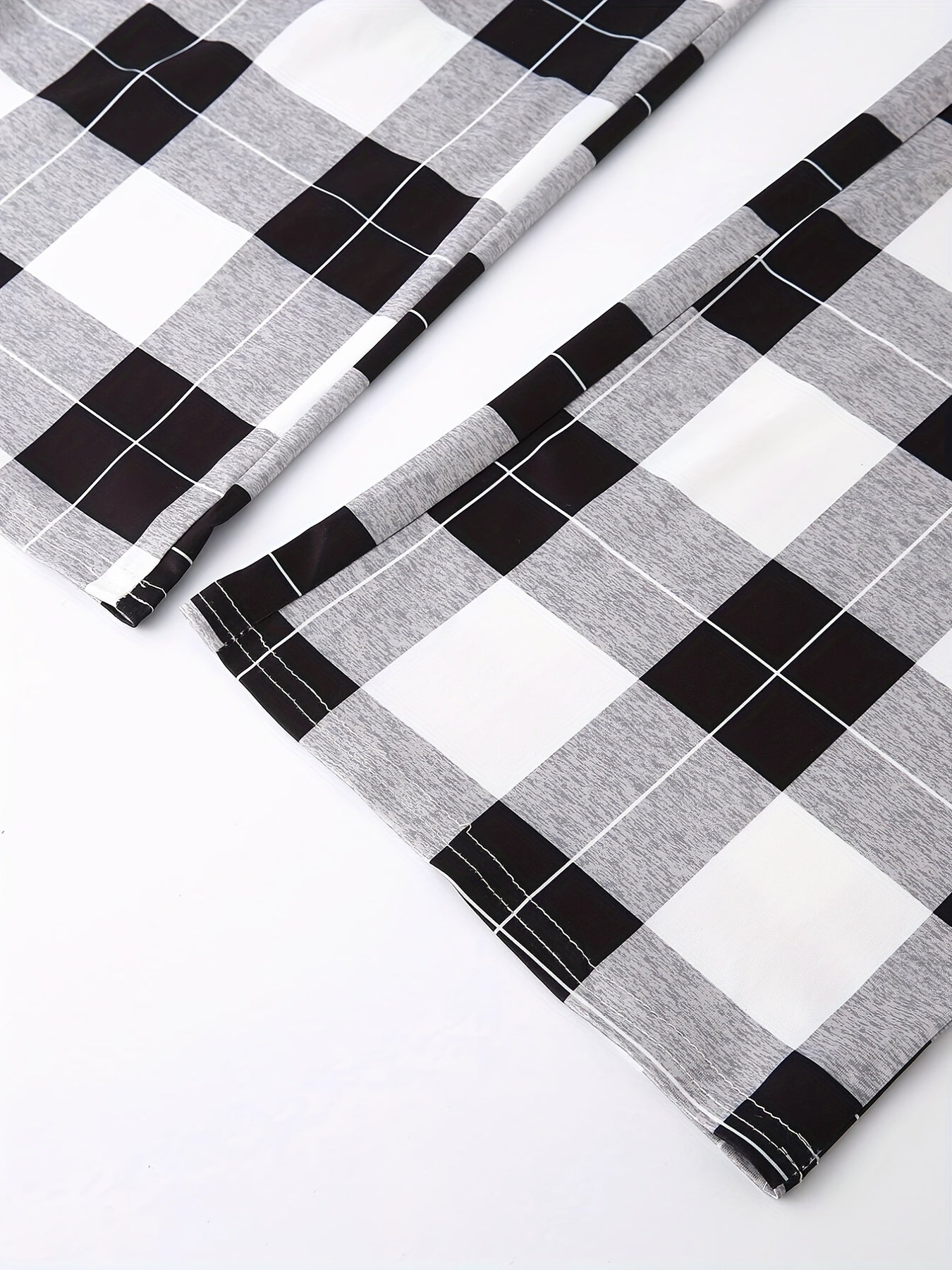 Plaid Print Drawstring Waist Pants Casual Straight Leg Pants