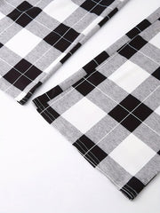 Plaid Print Drawstring Waist Pants Casual Straight Leg Pants