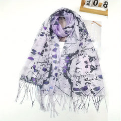 Tie Dye Print Scarf Hijab Boho Tassel Shawl Women