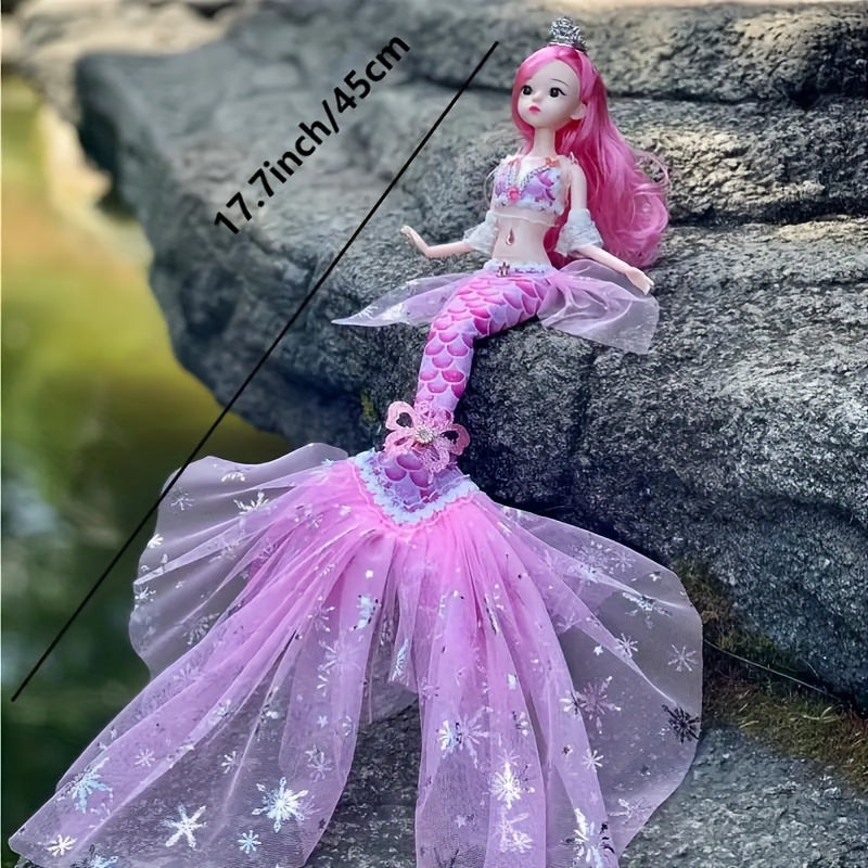 Classic Mermaid Doll Colorful Hair, Glittering Outfit Toy