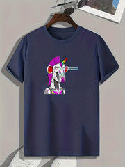 Cyberpunk Style Pattern Print Men's Comfy Sports T-shirt