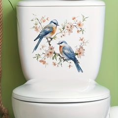 Romantic Flower And Bird Toilet Sticker Self-adhesive Waterproof PVC Sticker