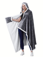Soft Plush Hooded Night Robe Lace Up House Robe Women's Sleepwear