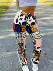 Colorblock Graphic Print Drawstring Pants