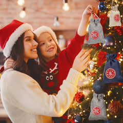 24 Burlap Advent Calendar Bags, 3 Colors, DIY Craft