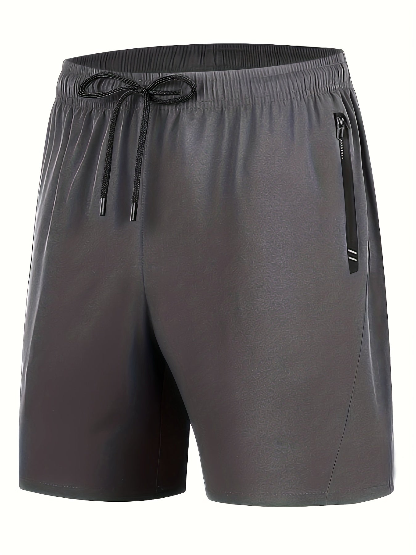 Men's Solid Breathable Shorts with Pockets - Elastic Waist