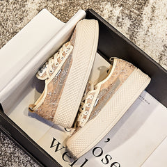Women's Mesh Platform Shoes Breathable Thick Bottom Non-slip Board Shoes