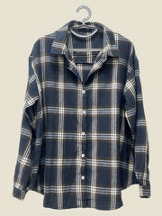 Preppy Blouse Women's Plus Plaid Print Long Sleeve Button Up Top