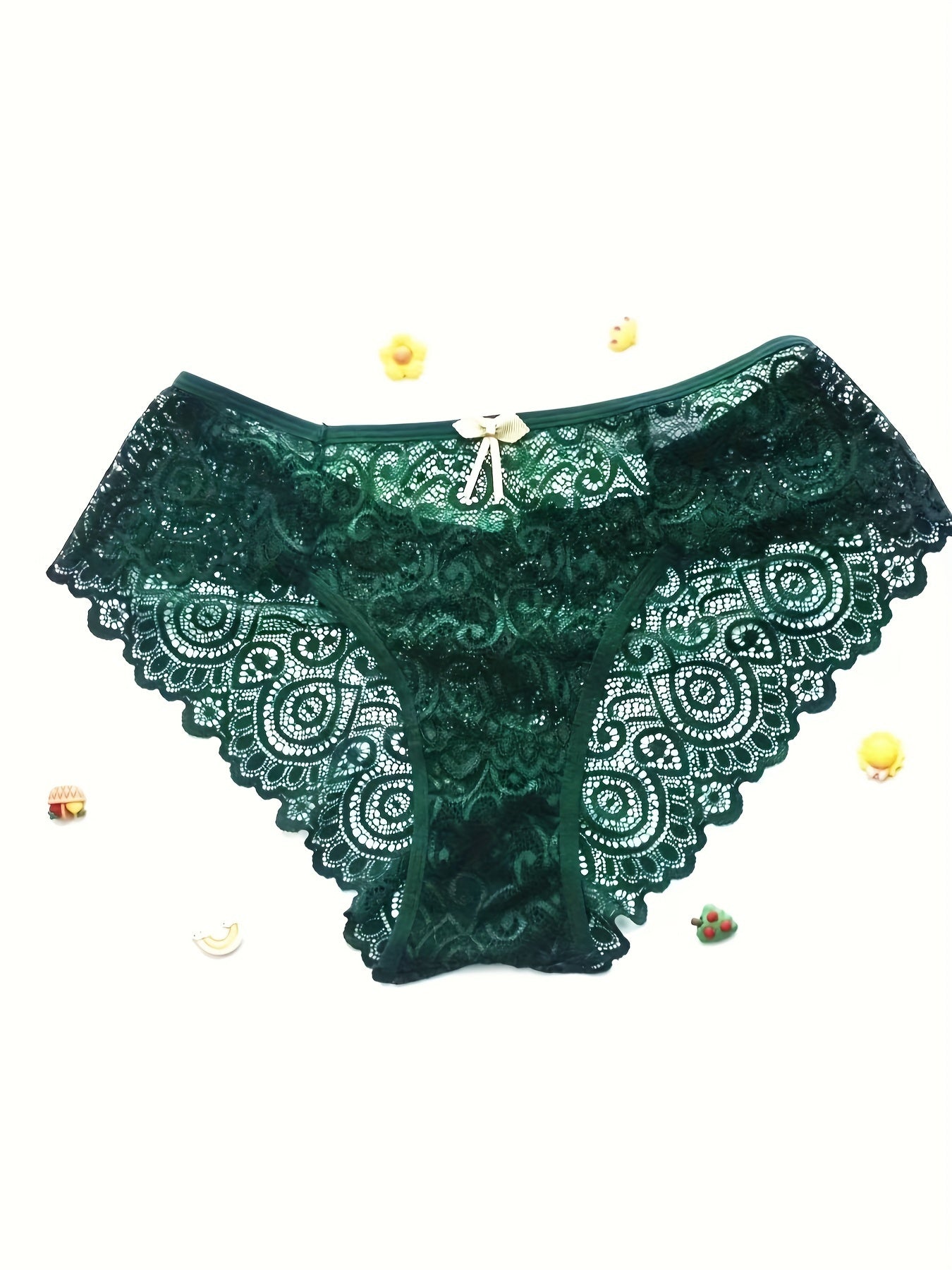 Floral Lace Hipster Panties Breathable Mid Waist Bikini Panties