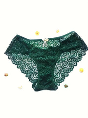 Floral Lace Hipster Panties Breathable Mid Waist Bikini Panties