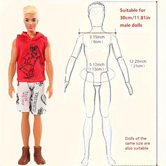 8 Pack Doll House Doll Costumes Set, Male Doll Clothing Assorted Tops and Pants