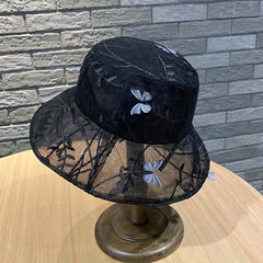 Breathable Summer Bucket Hat Butterfly Decor Fisherman Cap
