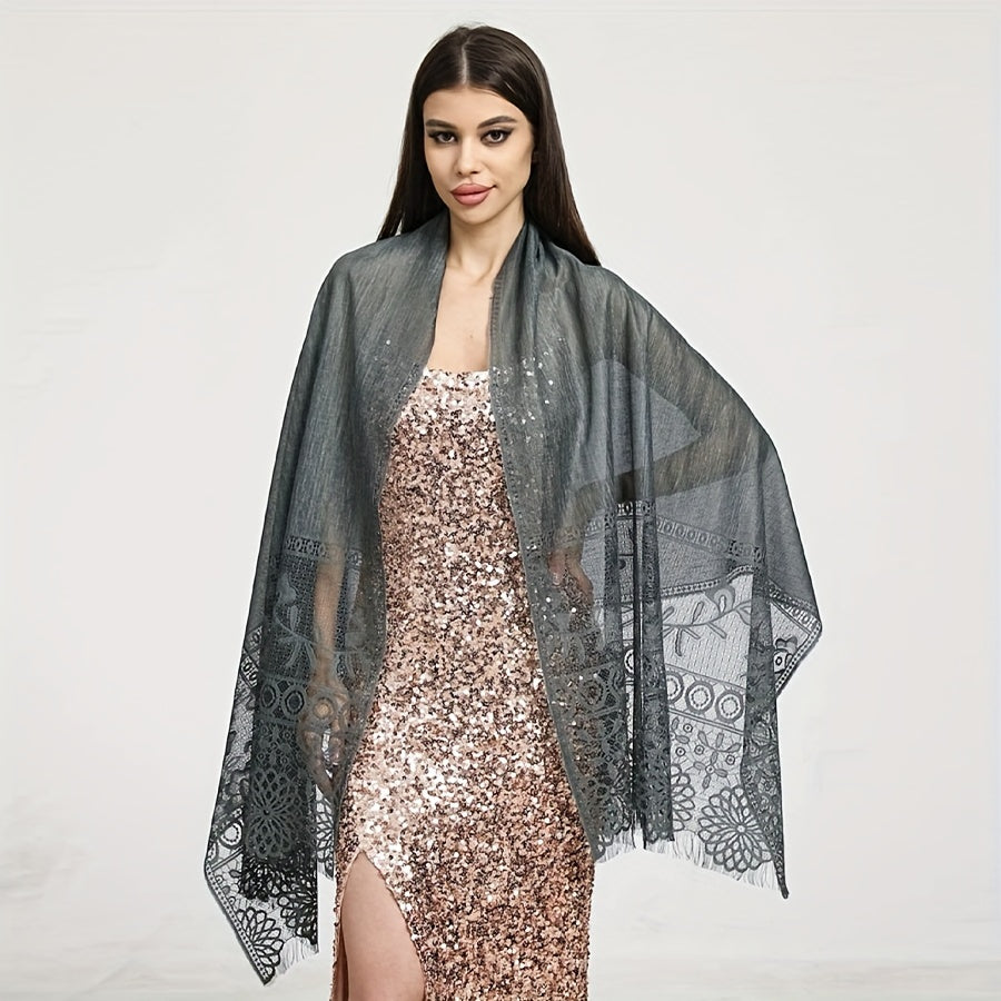 Large Hollow Lace Shawl for Women - Breathable Scarf for Party Wedding Prom