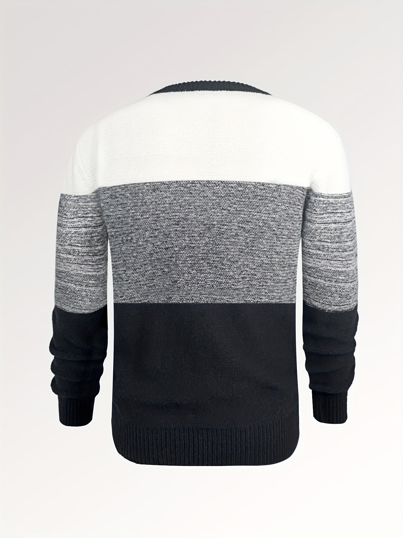 Argyle Block Sweater Men's Casual Warm Crew Neck Pullover For Fall Winter