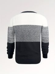 Argyle Block Sweater Men's Casual Warm Crew Neck Pullover For Fall Winter