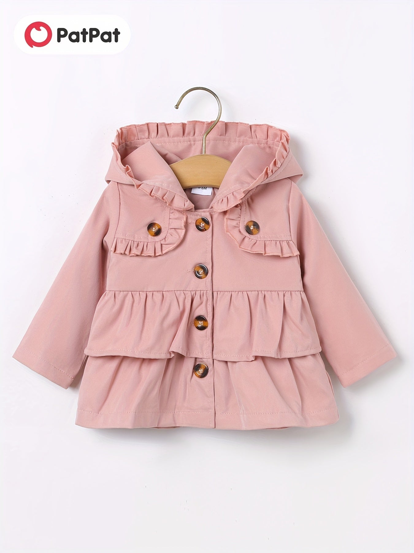 Cute Toddler Girls' Ruffle Trim Hooded Coat