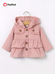 Cute Toddler Girls' Ruffle Trim Hooded Coat