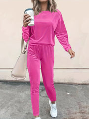 2pcs Long Sleeve Top & Pants Women's Activewear Set