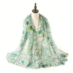 Tie Dye Block Voile Scarf Circle Print Shawl