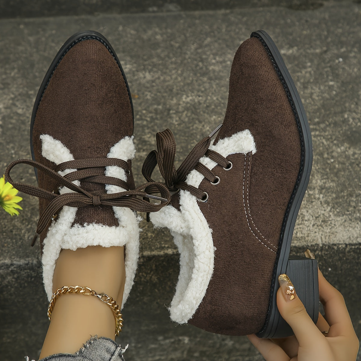 Plush Lined Thermal Furry Snow Boots Warm Snow Shoes