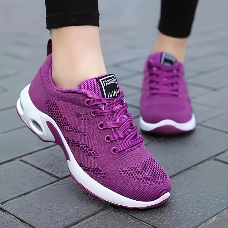 Women's Breathable Mesh Sneakers Casual Lace Up Air Cushion Shoes Comfortable